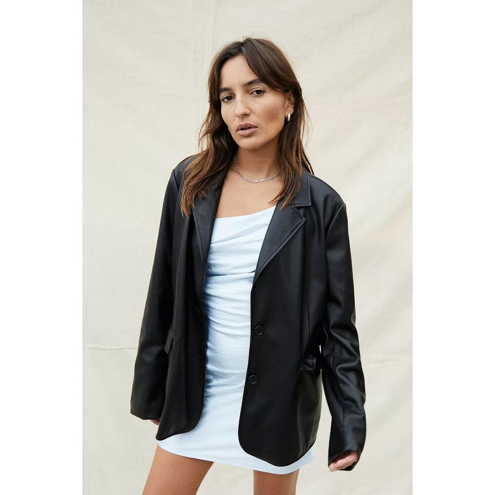 URBAN OUTFITTERS Faux Leather Oversized Blazer Black Small